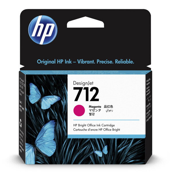 HP originál ink 3ED68A, HP 712, magenta, 29ml, HP DesignJet Studio, T210, T230, T250, T630, T650, purpurová