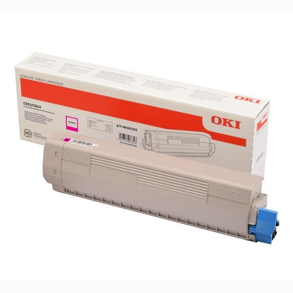 OKI originál toner 46443102, magenta, 10000str., high capacity, OKI C833, C843, O, purpurová