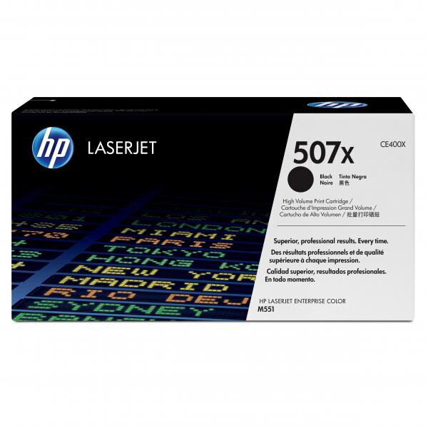 HP originál toner CE400X, black, 11000str., HP 507X, HP LaserJet Enterprise 500 color M551, O, čierna HP originál toner CE400X, black, 11000str., HP 507X, HP LaserJet Enterprise 500 color M551, O, čierna