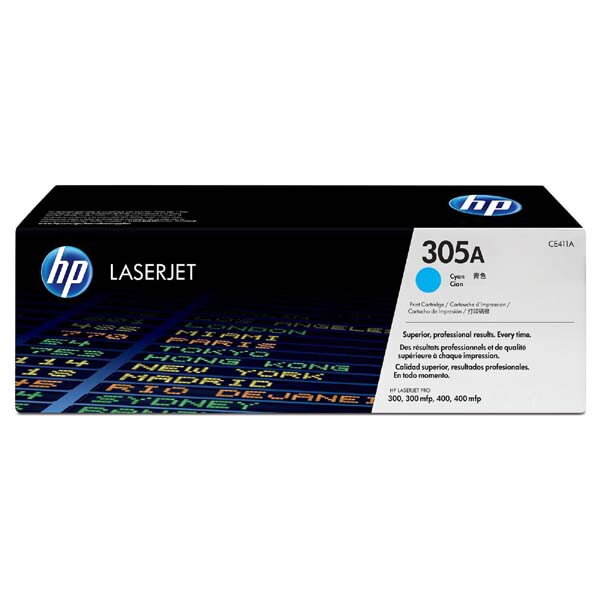 HP originál toner CE411A, cyan, 2600str., HP 305A, HP Color LaserJet Pro M375NW, Pro M475DN, M451dn, O, azurová