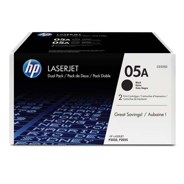 HP originál toner CE505D, black, 4600 (2x2300)str., HP 05A, HP LaserJet P2035, 2055, 2ks, O, čierna