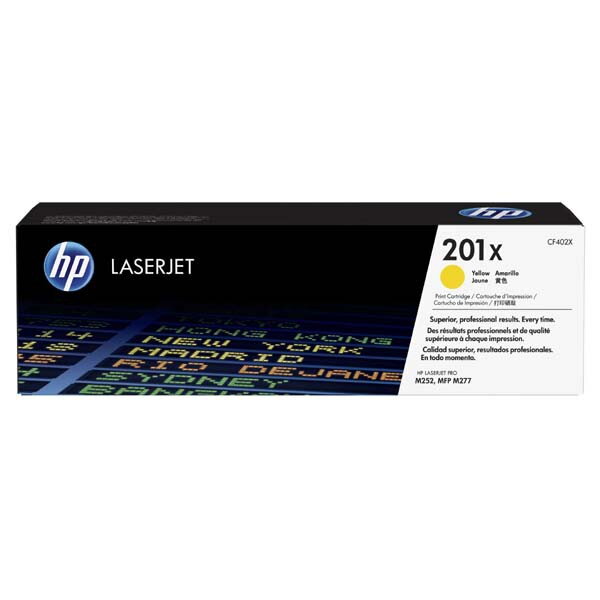 HP originál toner CF402X, yellow, 2300str., HP 201X, HP Color LaserJet MFP 277, Pro M252, 770g, O, žltá