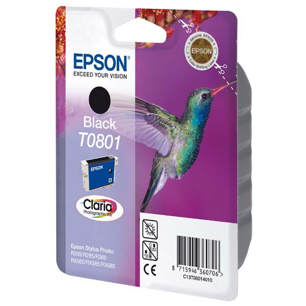 Epson originál ink C13T08014011, black, 7,4ml, Epson Stylus Photo PX700W, 800FW, R265, 285, 360, RX560, čierna Epson originál ink C13T08014011, black, 7,4ml, Epson Stylus Photo PX700W, 800FW, R265, 285, 360, RX560, čierna