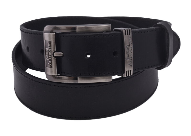 Pánsky kožený opasok 740-40-76 čierny prešitý pracka Authentic Pánsky kožený opasok 740-40-76 čierny prešitý pracka Authentic