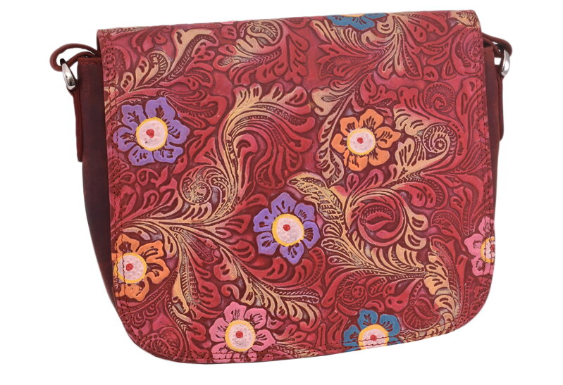 Dámska kožená crossbody kabelka červená 450112