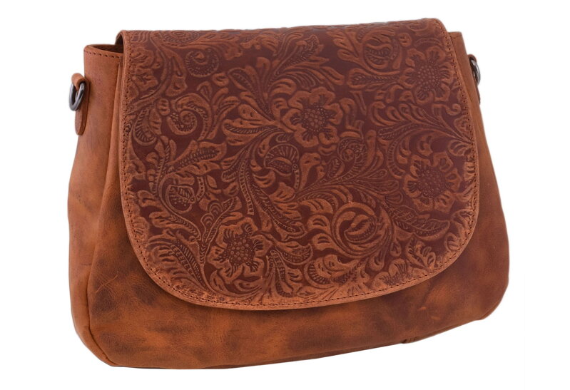 Dámska kožená crossbody kabelka oranžová 420706