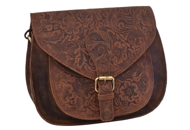 Dámska kožená crossbody kabelka tmavohnedá 250123