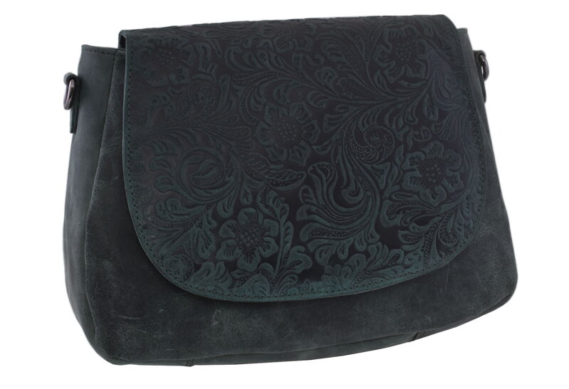 Dámska kožená crossbody kabelka zelená 420706