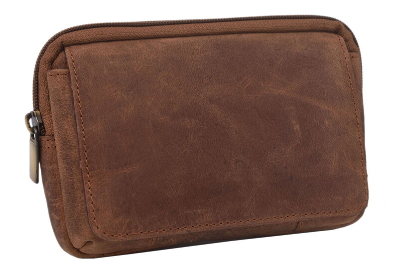Kožené puzdro na opasok tmavý tan hunter 250899
