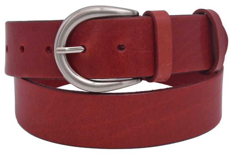 Kožený dámsky opasok 724-40-20 červený hladký pracka Angela