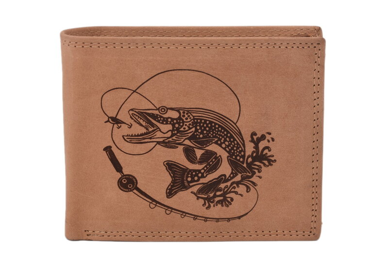 Pánska peňaženka MERCUCIO natural vzor 7 šťuka s udicou 2911911