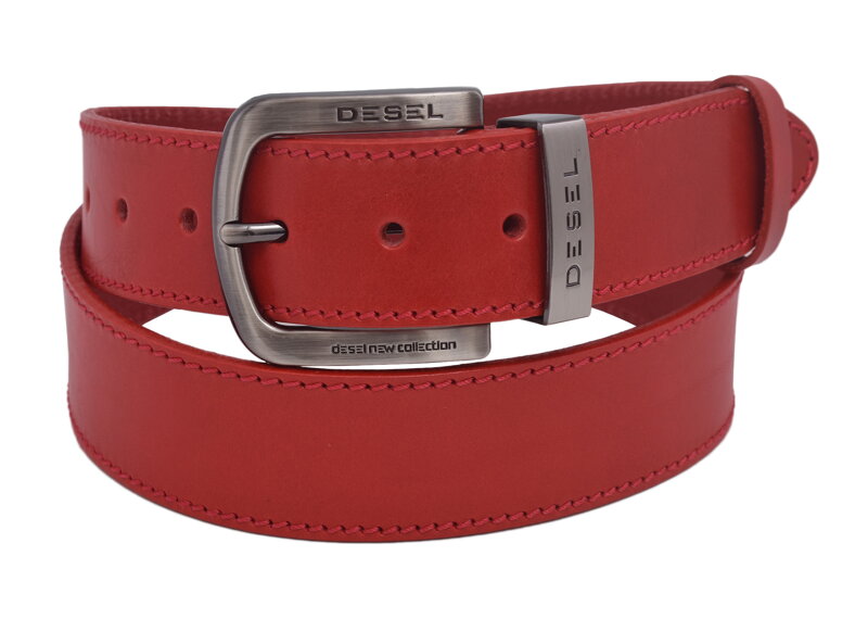 Pánsky kožený opasok 740-40-100 červený prešitý pracka Desel