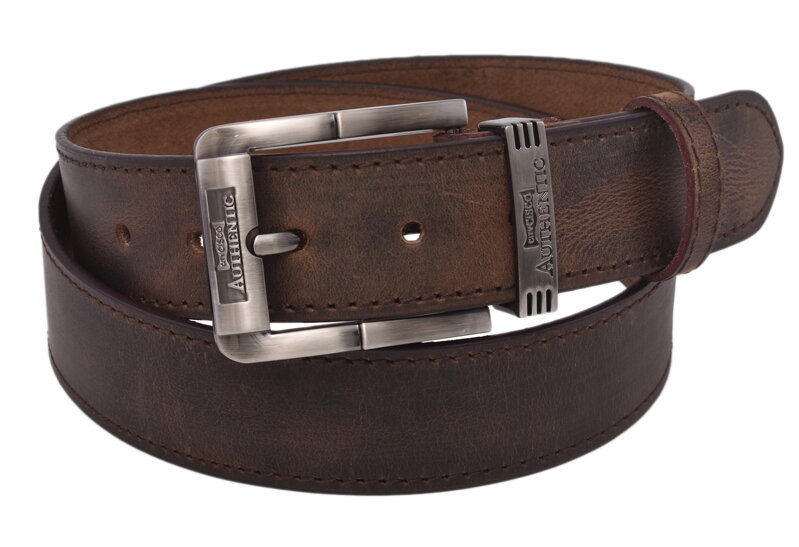 Pánsky kožený opasok 747-40-44 tmavý tan šitý pracka Authentic Pánsky kožený opasok 747-40-44 tmavý tan šitý pracka Authentic