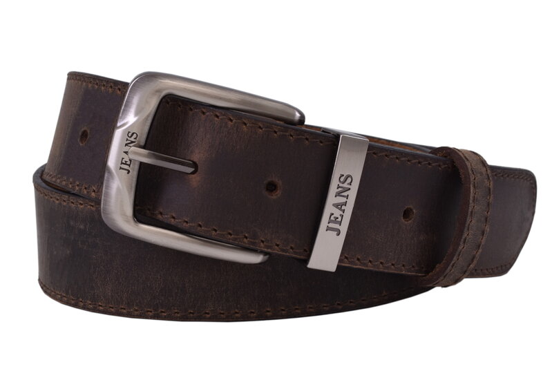 Pánsky kožený opasok 747-40-52 tmavohnedý šitý pracka Jeans III