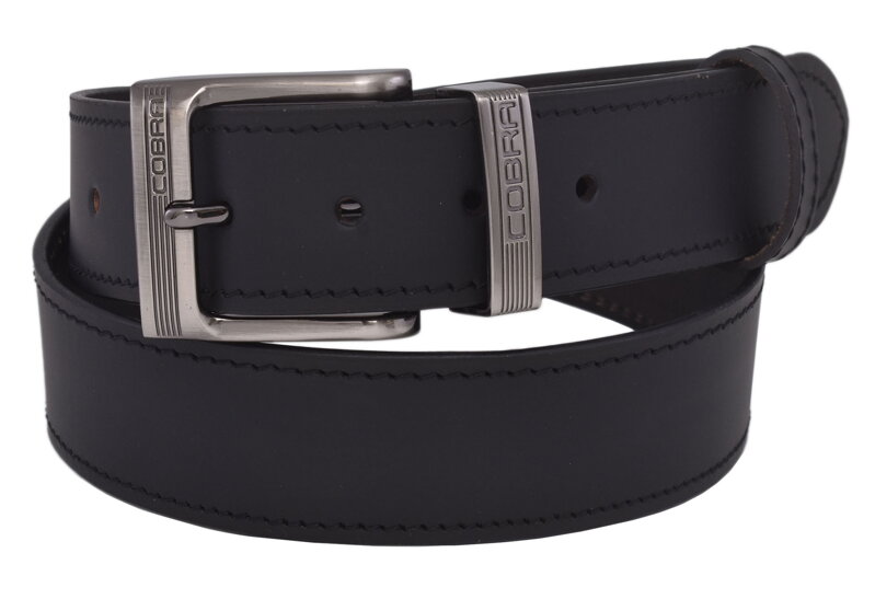 Pánsky kožený opasok 763-40-08 čierny prešitý pracka Cobra