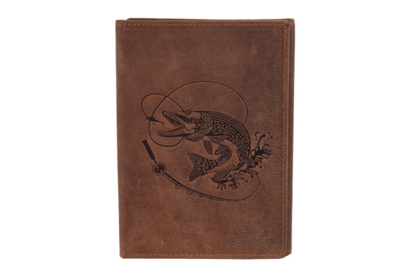 Rybárska dokladovka MERCUCIO svetlohnedá embos šťuka s udicou 2911952